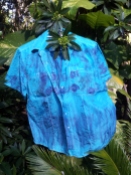 Blue silk blouse eco-dyed wit purpled carrots and cabbage