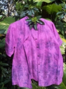 Pink sillk blouse eco-dyed with purple carrots and rose leaves